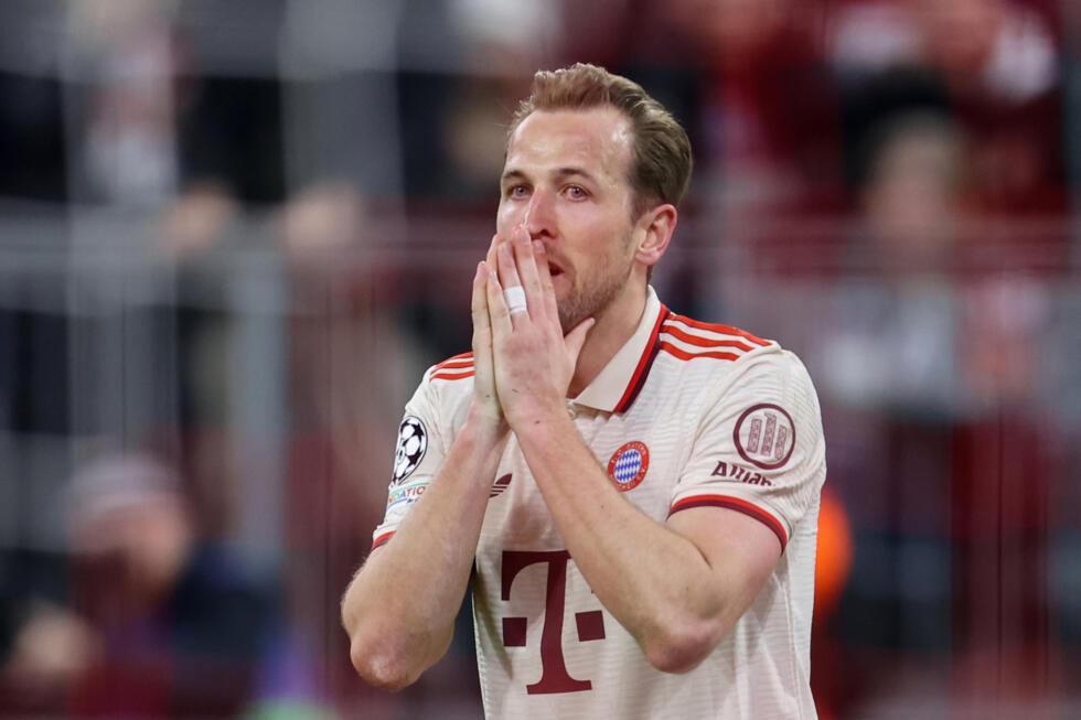 L'attaquant du Bayern Harry Kane lors du quart de finale aller de Ligue des champions contre l'Inter Milan mardi à l'Allianz Arena de Munich.