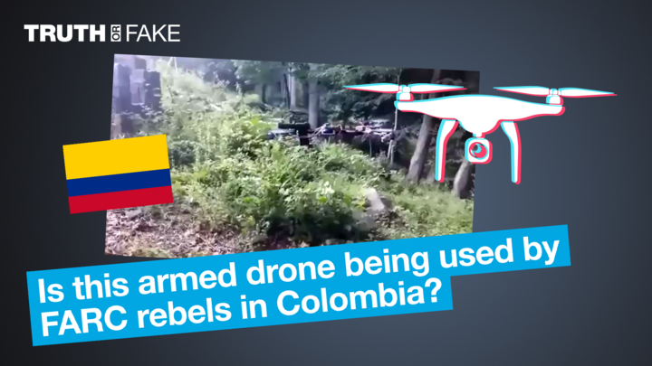 A video of a drone shooting bullets went viral along with the claim that the weapon belonged to FARC rebels.