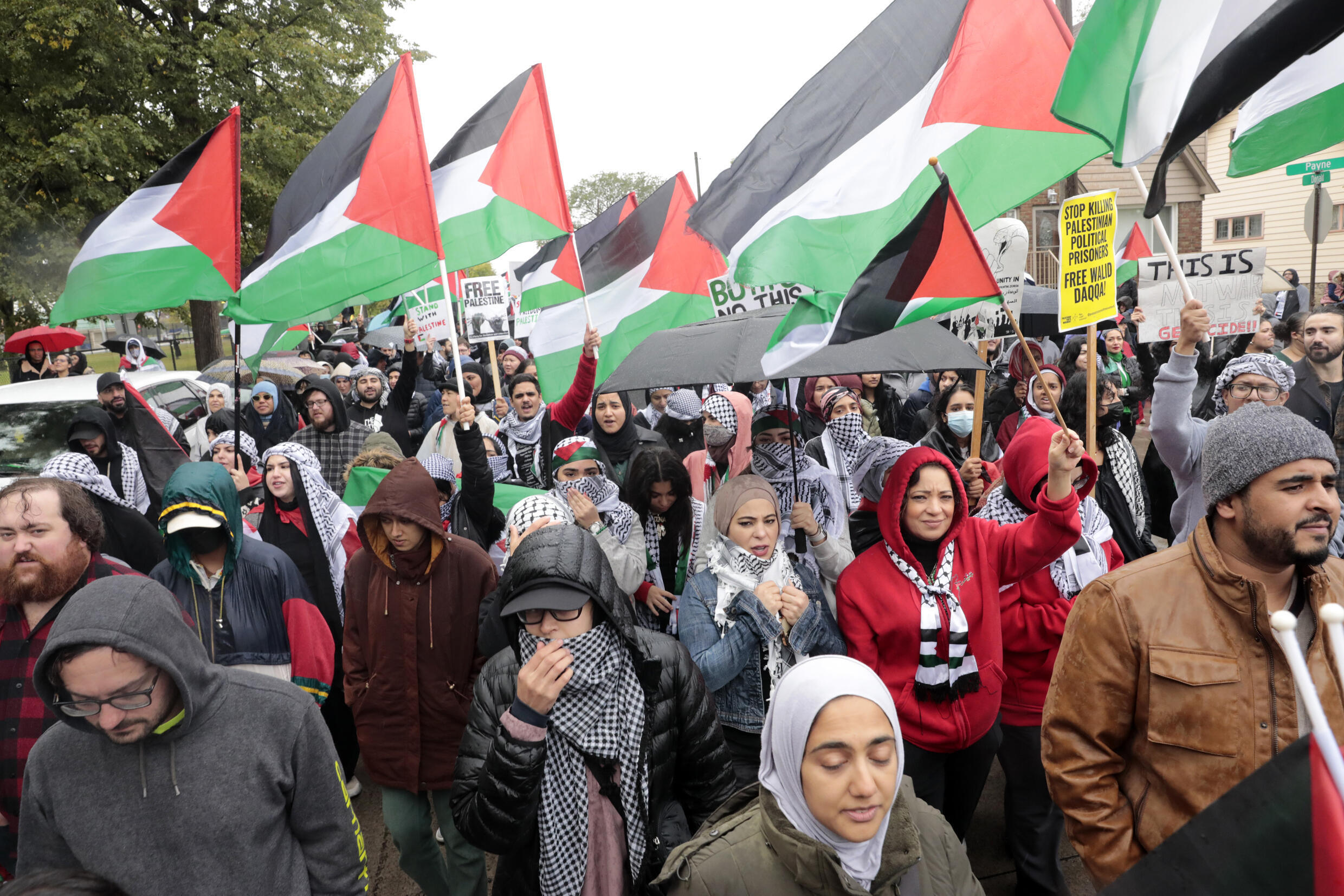 Manifestation de soutien aux Palestiniens à Dearborn, le 14 octobre 2023 dans le Michigan