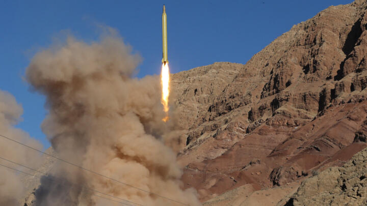 File photo: A Qadr missile similar to the Houthi ballistic "Typhoon" missile is launched in the Alborz mountain range in northern Iran on March 9, 2016.