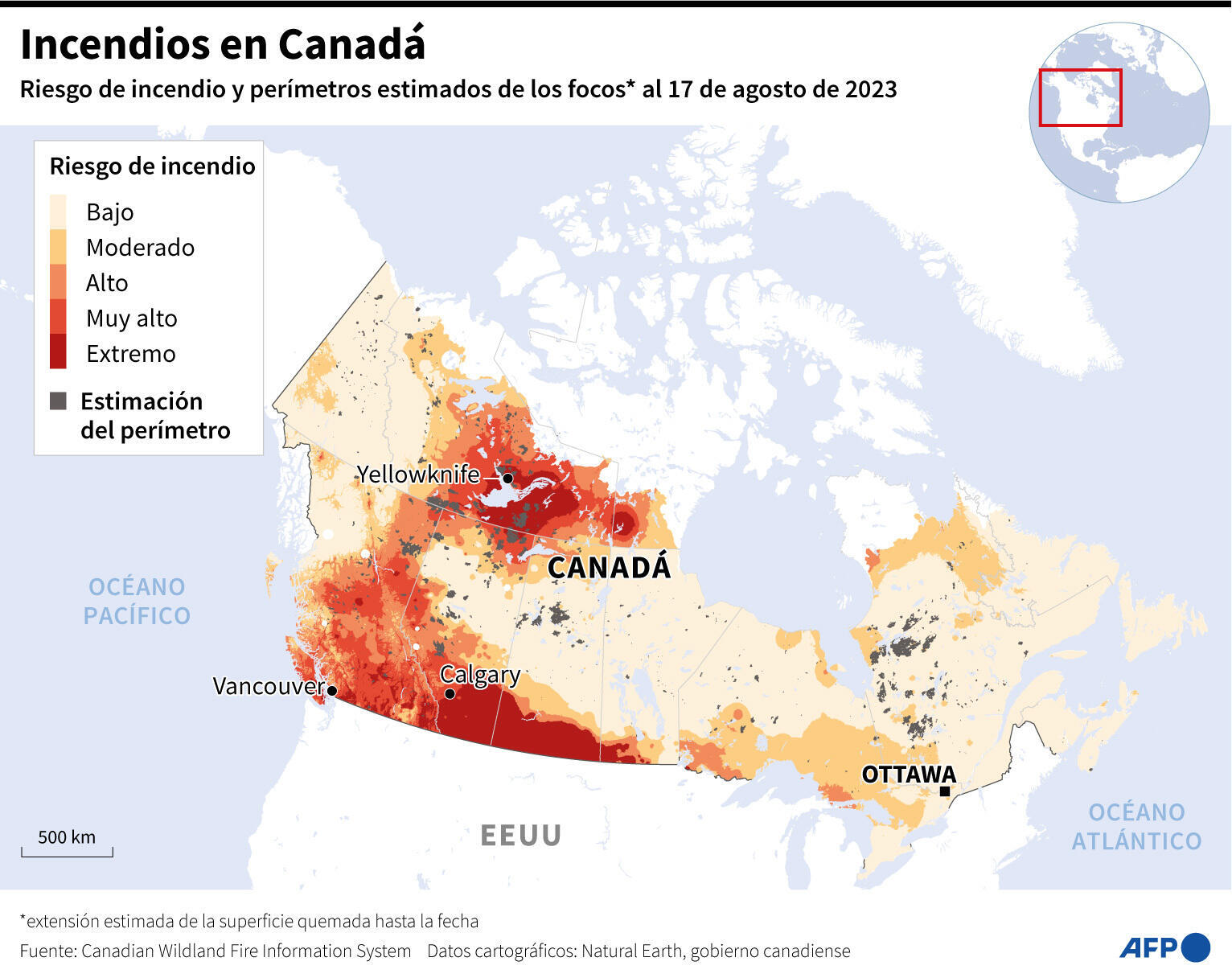 Miles huyen de los incendios en el norte de Canadá