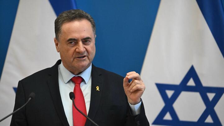 Israel's Foreign Minister Israel Katz gestures as he speaks during a joint press conference with his host Hungary's Foreign Minister at the Foreign Office in Budapest, Hungary, on June 17, 2024. 