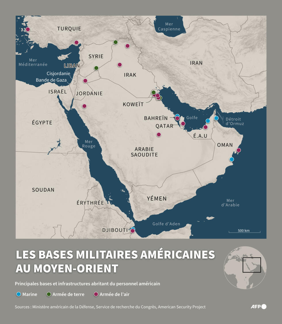Les bases militaires américaines au Moyen-Orient.