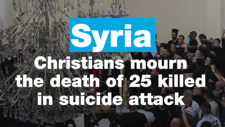 Syrians attend mass at damaged Damascus church after deadly suicide attack