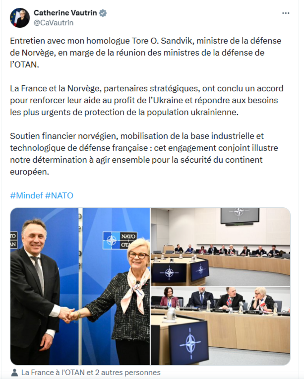 Une capture d'écran d'une publication sur X de Catherine Vautrin, le 12 février 2026