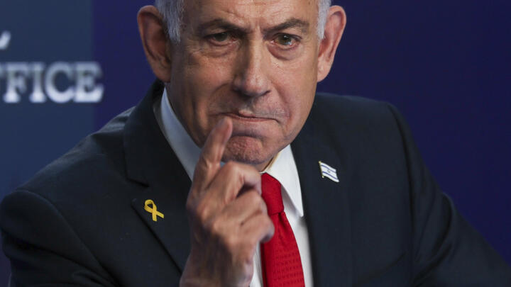 Israeli Prime Minister Benjamin Netanyahu speaks during a press conference in Jerusalem on May 21, 2025.