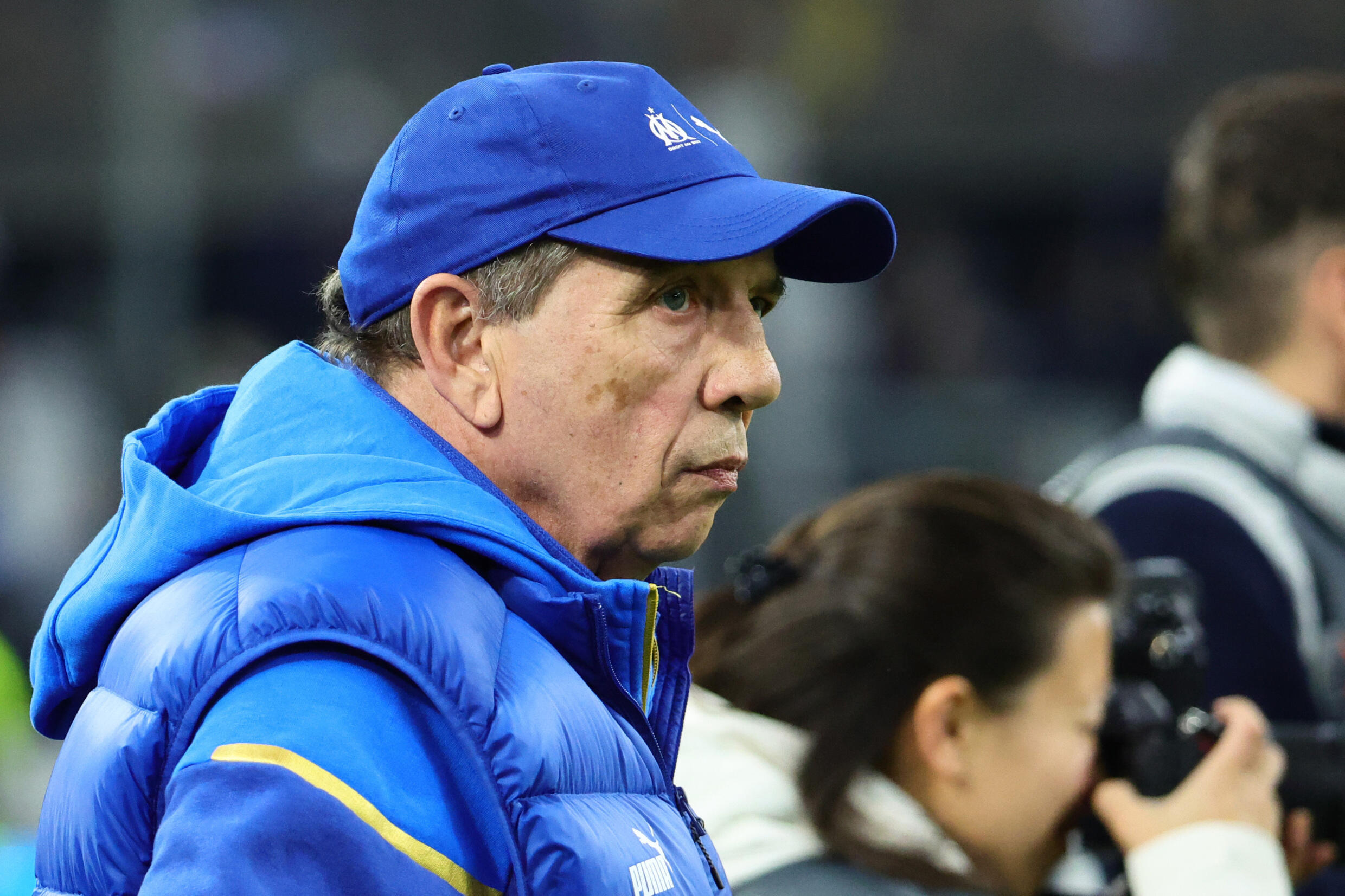 L'entraîneur de l'OM Jean-Pierre Gasset lors du match contre Villarreal, le 7 mars 2024 à Marseille