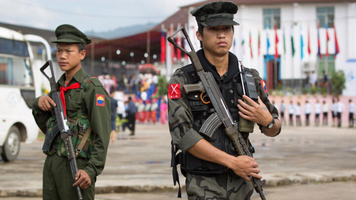 Two armed rebels from the Kachin Independence Army (KIA) in Myanmar. Photo taken on July 28, 2016.