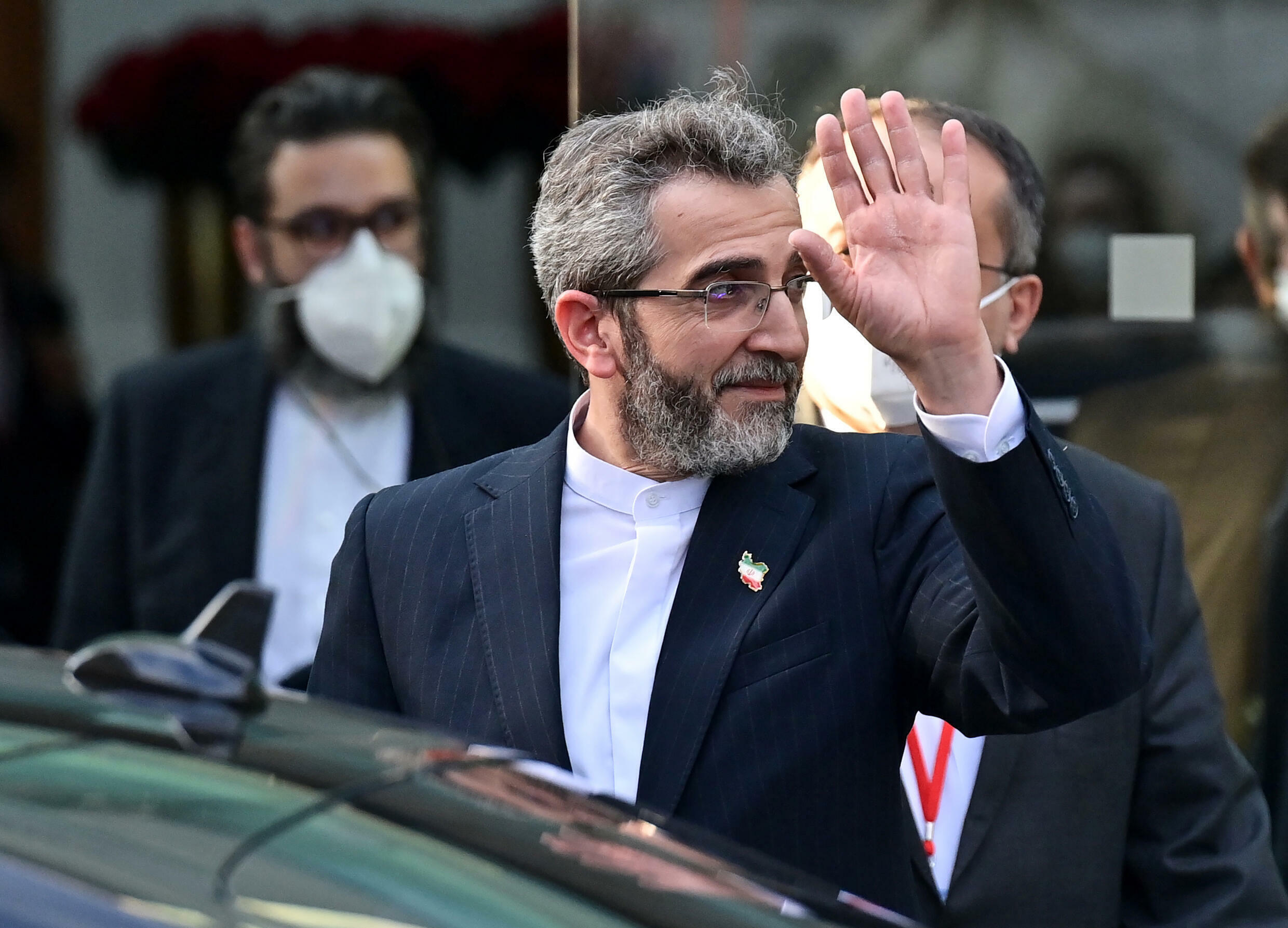 Iran's chief negotiator Ali Bagheri Kani is seen leaving the Coburg Palais, venue of talk to renew the Joint Comprehensive Plan of Action (JCPOA) to limit Iran's nuclear program