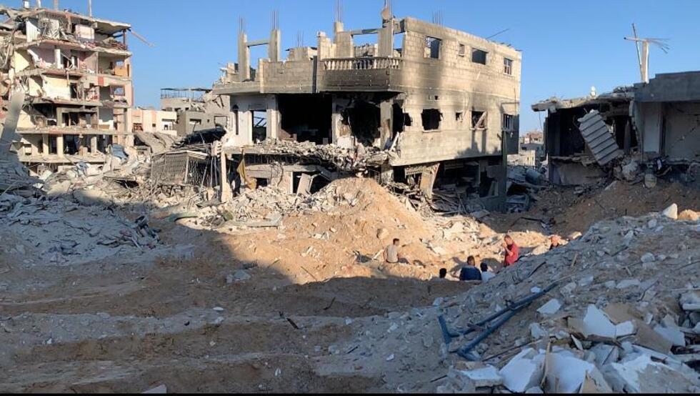 An image showing Sobhi's house, which was destroyed by Israeli strikes