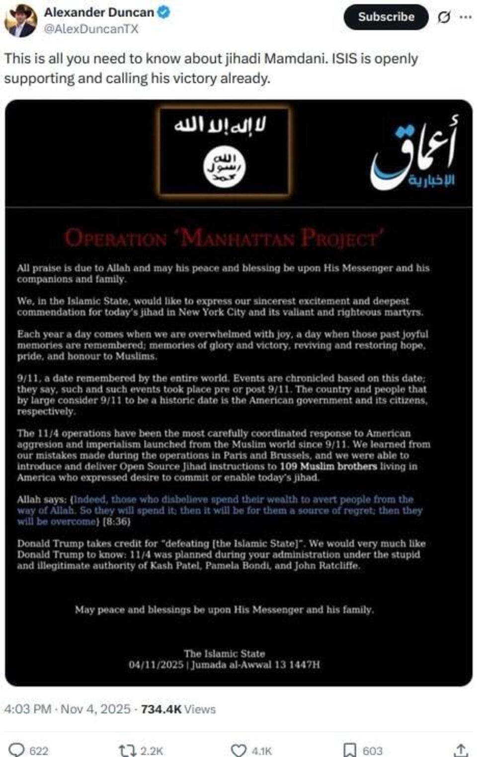 The post shared on X by Alexander Duncan garnered more than 1.7 million views.