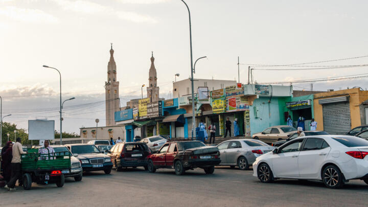A photo taken on April 1, 2019 in Nouakchott, Mauritania shows traffic along a street in the city.