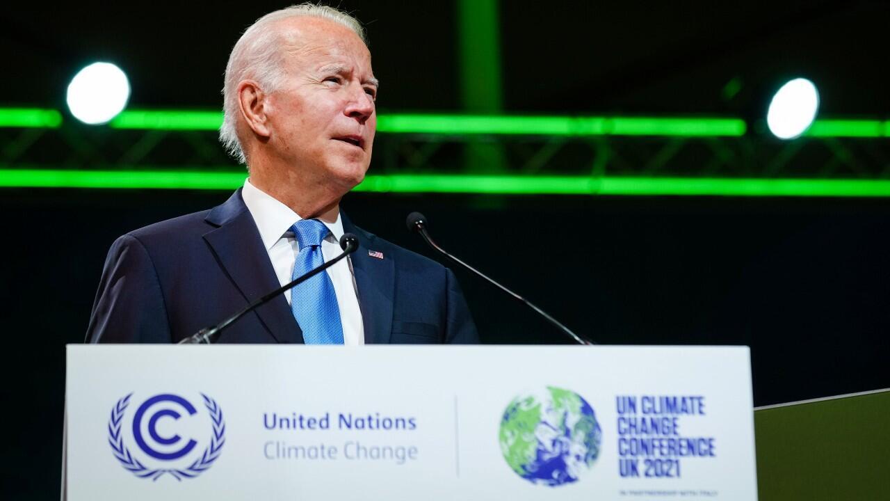 El presidente de los Estados Unidos, Joe Biden, habla durante la Conferencia de la Organización de Naciones Unidas sobre el Cambio Climático, COP26, en Glasgow, Escocia, el 2 de noviembre de 2021.