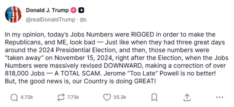 Donald Trump sur Truth Social