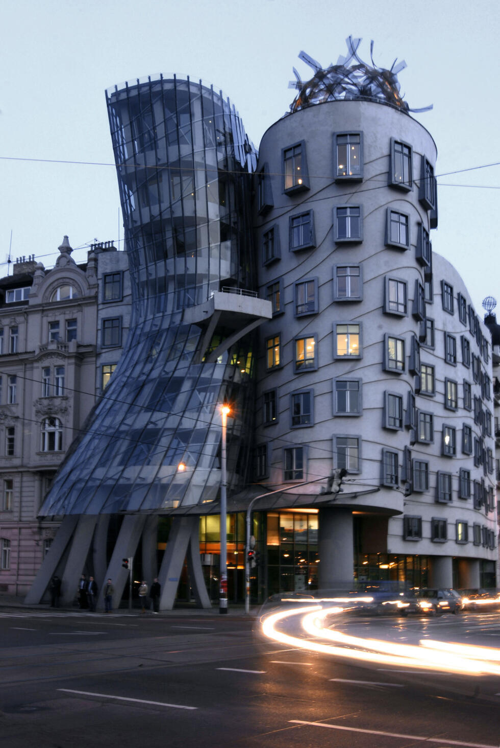 Dancing House in Prague was designed by Frank Gehry and local architect Vlado Milunic -- it is typical of Gehry's exploration of innovative shapes and silhouettes