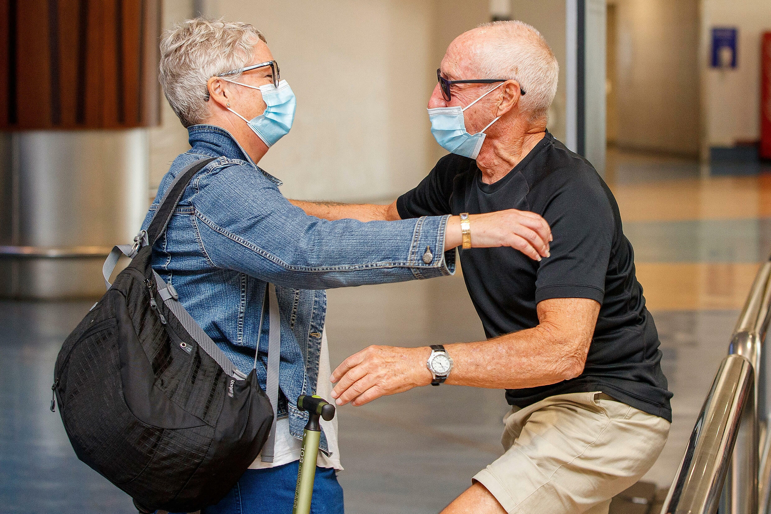 Family reunion at Auckland airport after some border health restrictions are lifted, February 28, 2022 in New Zealand