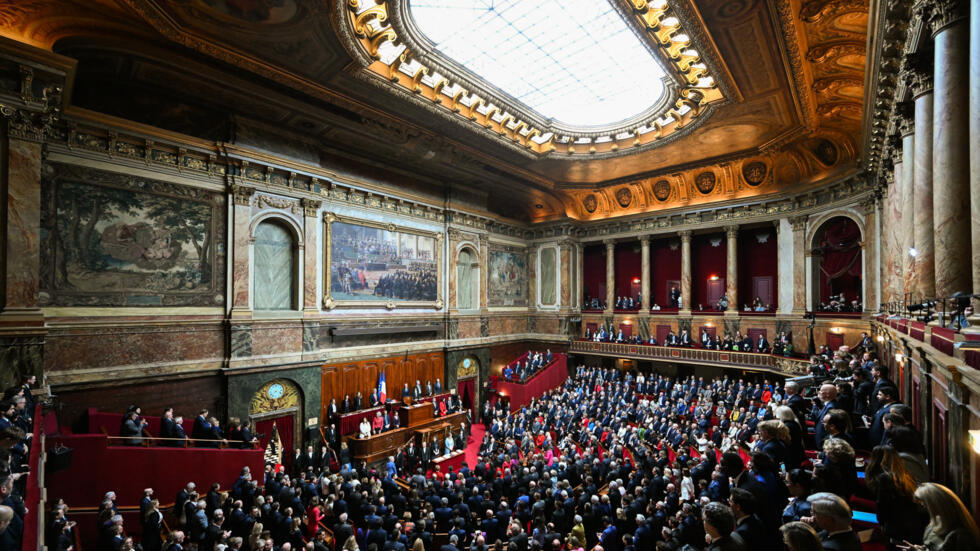 MPs and senators take part in the congress of both houses of parliament in Versailles, southwestern of Paris, on March 4, 2024, to anchor the right to abortion in the country's constitution. 
