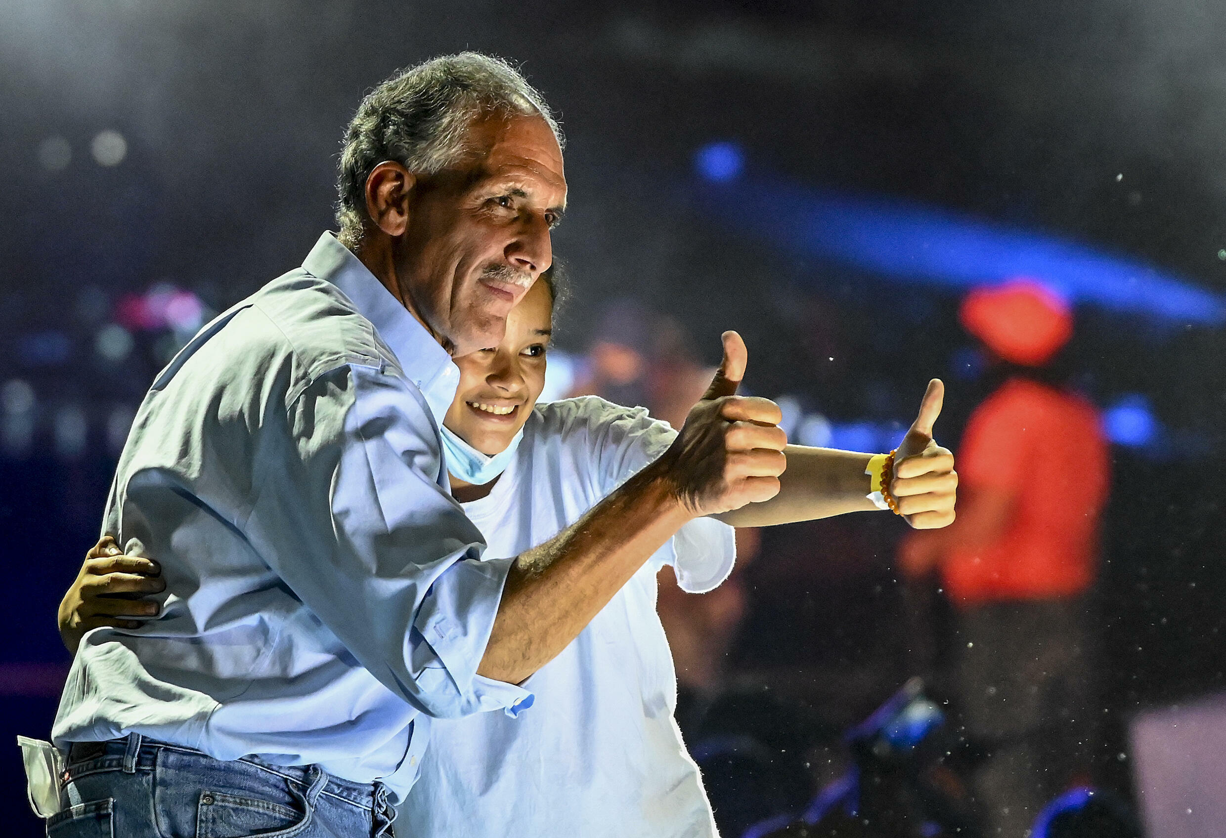 Tegucigalpa's mayor and presidential candidate Nasry Asfura (L, pictured November 21, 2021) represents the ruling National Party