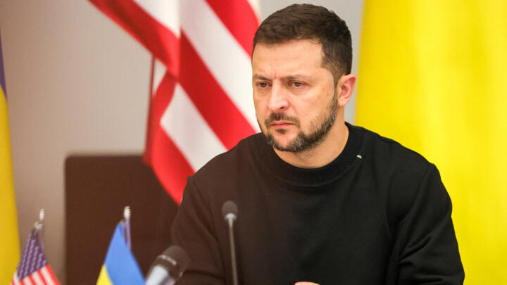 Ukraine's President Volodymyr Zelensky addresses a meeting of the Ukraine Defence Contact Group on October 11, 2023.