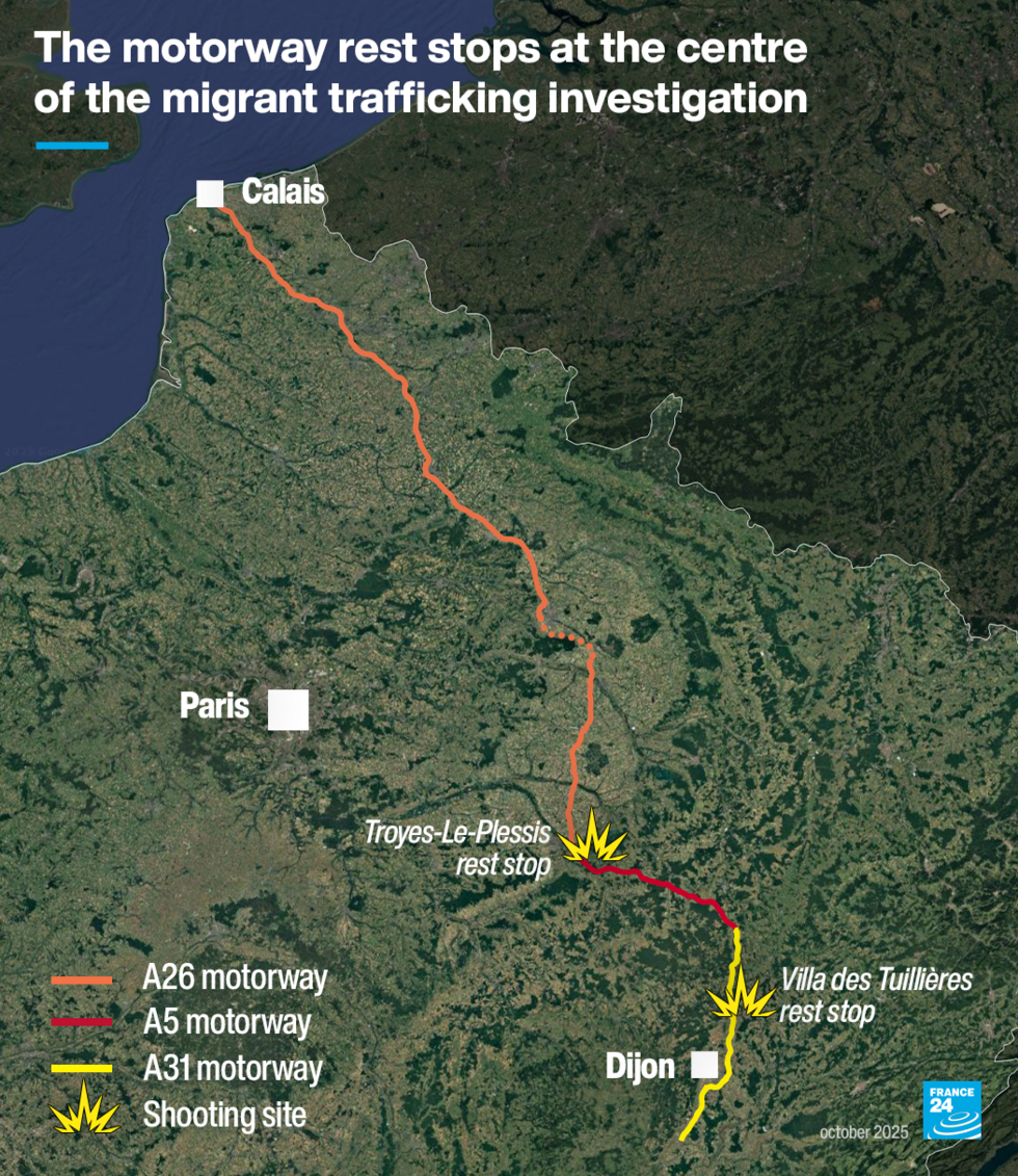 The motorway rest stops at the centre of the migrant trafficking investigation.