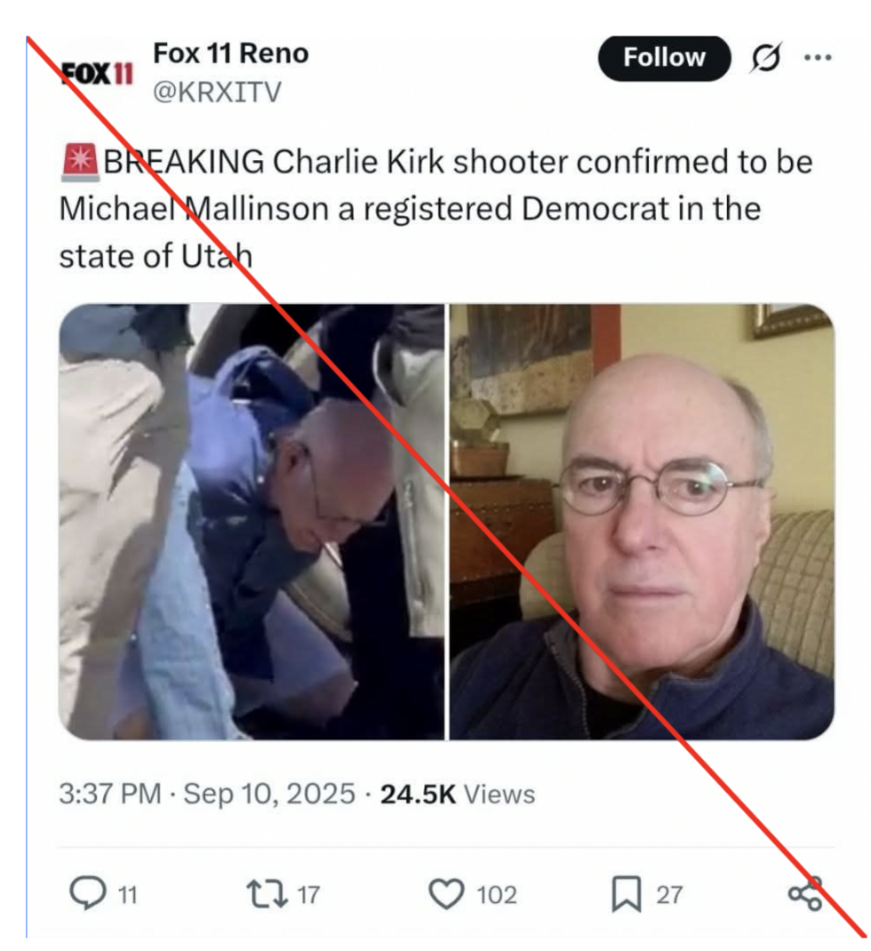 According to the New York Times, the rumour originated from this post from an account called “Fox 11 Reno”, which has since been deleted.