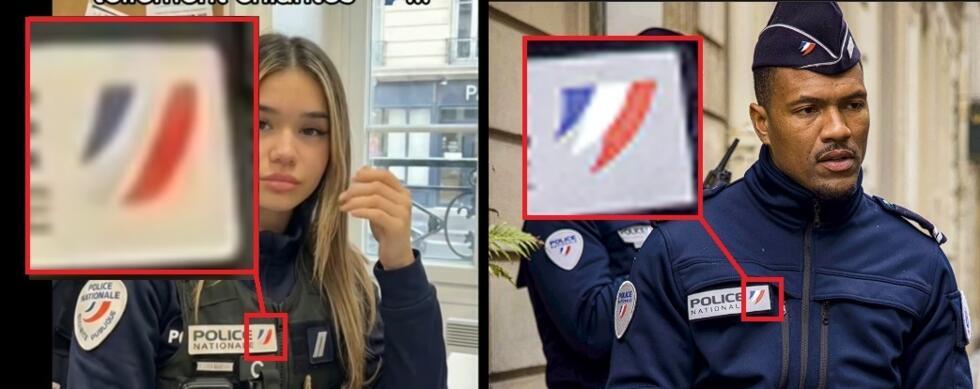 À gauche, le drapeau bleu-blanc-rouge sur le bandeau de kenzaflicsympa ; à droite, sur un vrai bandeau.