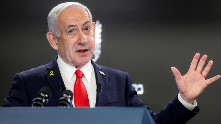 Israel's Prime Minister Benjamin Netanyahu gives a press conference at the Prime minister's office in Jerusalem on August 10, 2025.