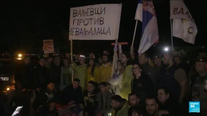 Serbian students block high school in protest against government