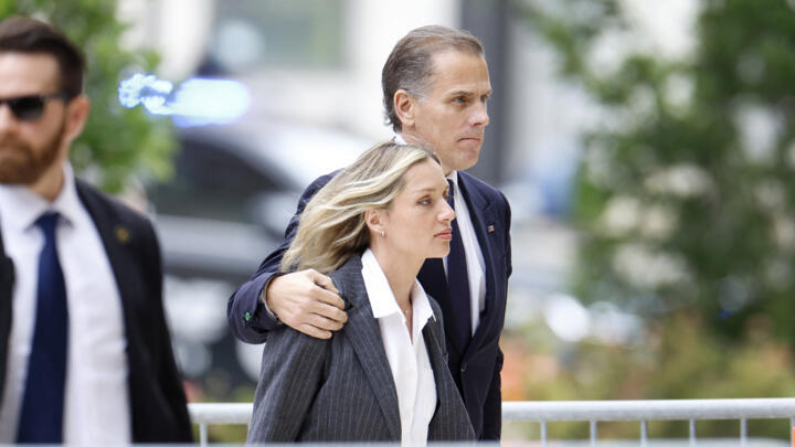 Hunter Biden, son of US President Joe Biden, joined by his wife Melissa Cohen Biden, returns to court at the J. Caleb Boggs Federal Building on June 11, 2024 in Wilmington, Delaware.