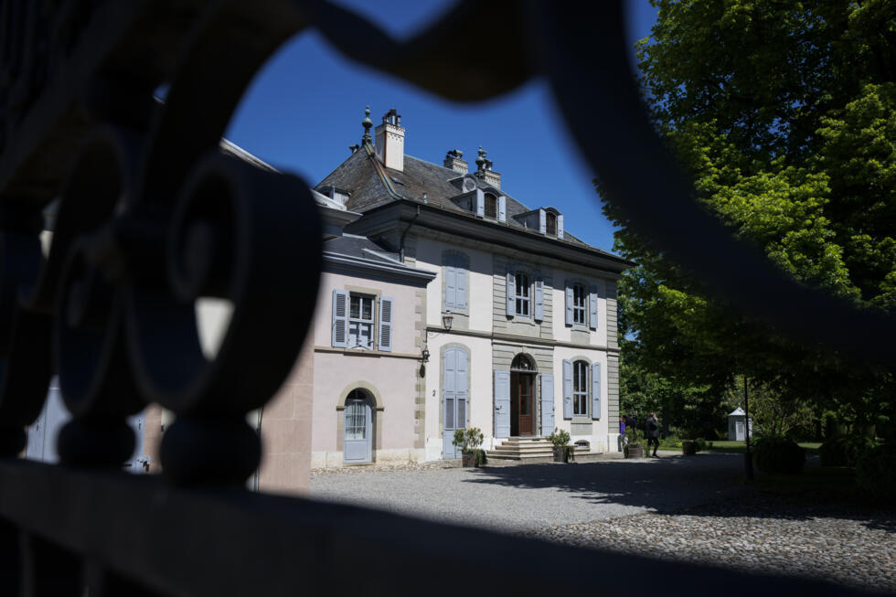 La villa  du Représentant permanent de la Suisse auprès des Nations unies à Genève où se tiennent qui accueille les discussions entre les hauts fonctionnaires américains et chinois sur les droits de douane, le 10 mai 2025