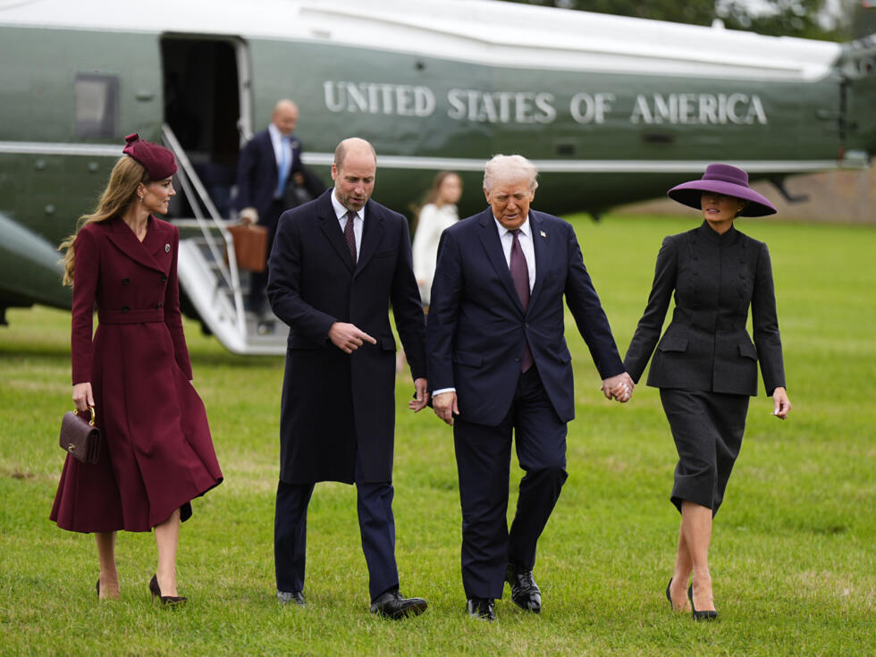 Trump and First Lady Melania were greeted at Windsor Castle by Prince William and his wife Catherine.