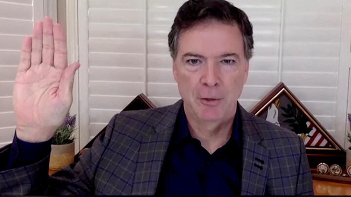 James Comey, former director of the Federal Bureau of Investigation (FBI), during a Senate Judiciary Committee hearing in Washington, September 30, 2020.