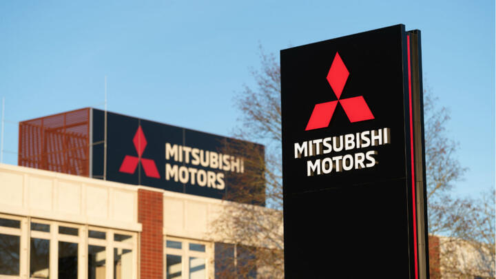 The logo of Japanese automaker Mitsubishi is seen at the company's plant in Friedberg, western Germany on January 21, 2020.