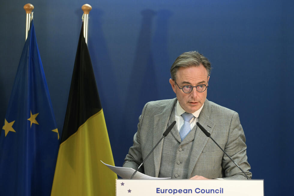 Le Premier ministre belge Bart De Wever, lors d'une conférence de presse à Bruxelles, le 23 octobre 2025