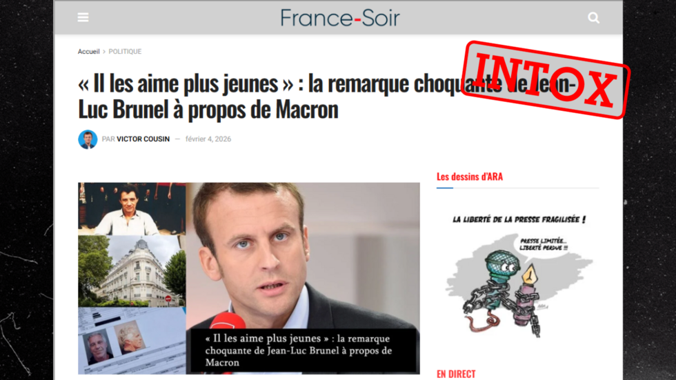 Capture d'écran de la version archivée du site France-soir[.]net, qui n'est désormais plus disponible.