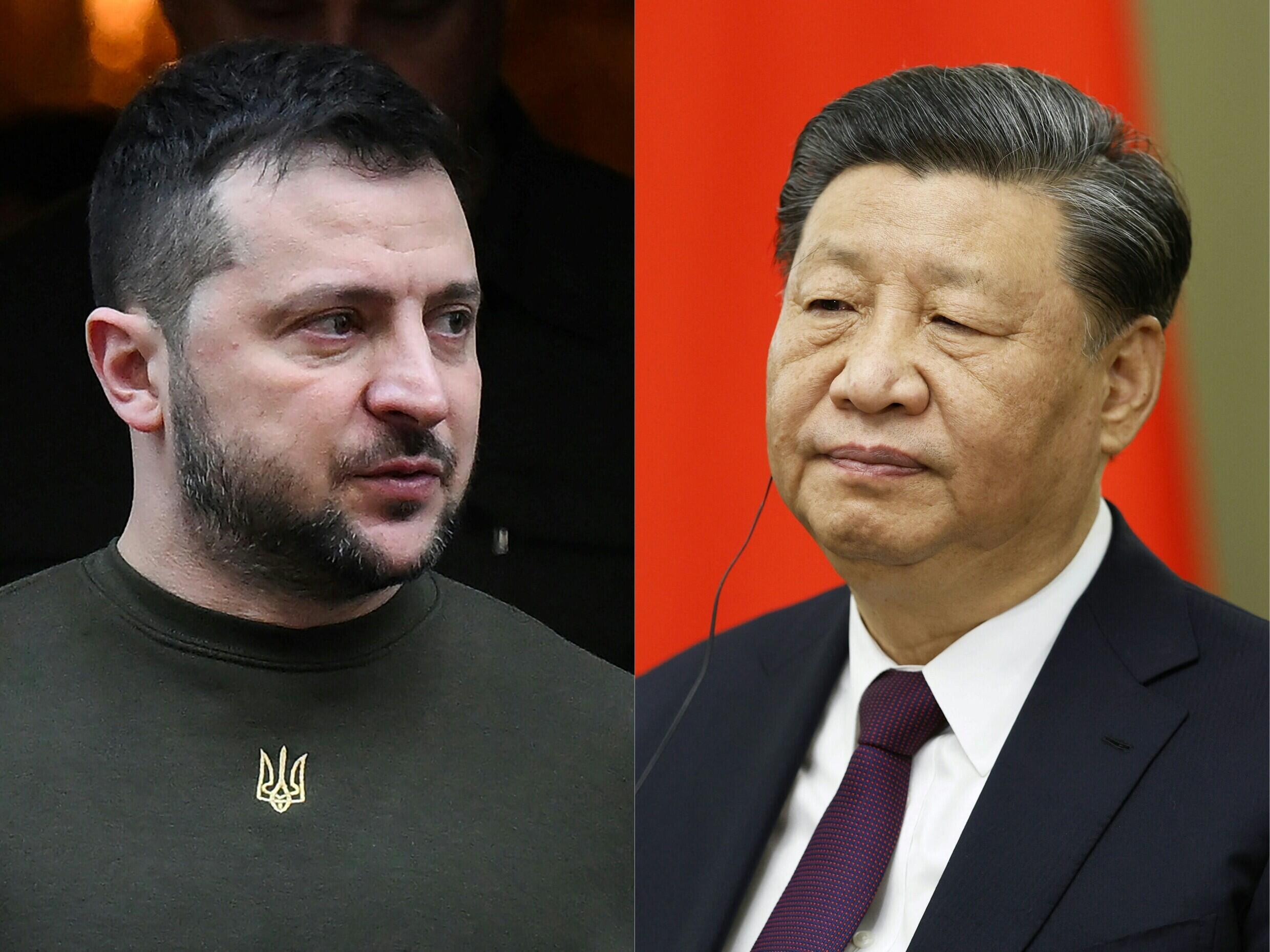 Archivo-Los presidentes de China y Ucrania, Xi Jinping y Volodímir Zelenski, hablaron por teléfono el 26 de abril de 2023