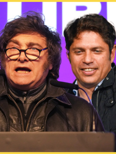 El presidente de Argentina Javier Milei (I) y el gobernador de Buenos Aires Axel Kicillof (D), en un montaje digital realizado por France 24 en calidad de ilustración.