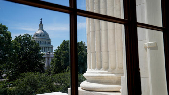 The US Capitol dome is seen from the Russell Senate Office Building on Capitol Hill in Washington on April 19, 2023.