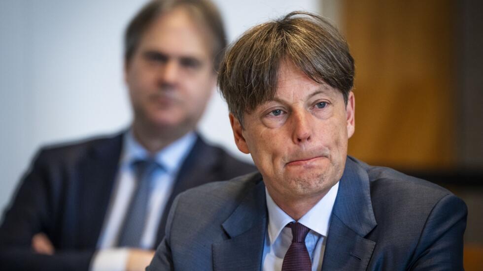 President and CEO of Shell Netherlands  Frans Everts is seen before the start of the appeal trial of the climate case that the organization had filed against Shell, in The Hague on April 2, 2024.