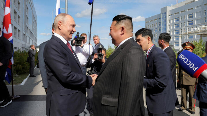 North Korean leader Kim Jong Un meets Russian President Vladimir Putin in Russia o, September 13, 2023.