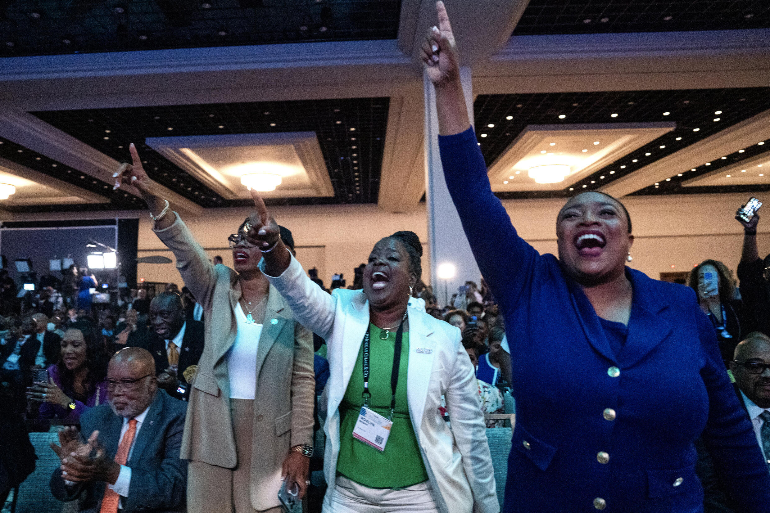 Des membres de la NAACP lors d'un meeting de Joe Biden, le 16 juillet 2024 à Las Vegas