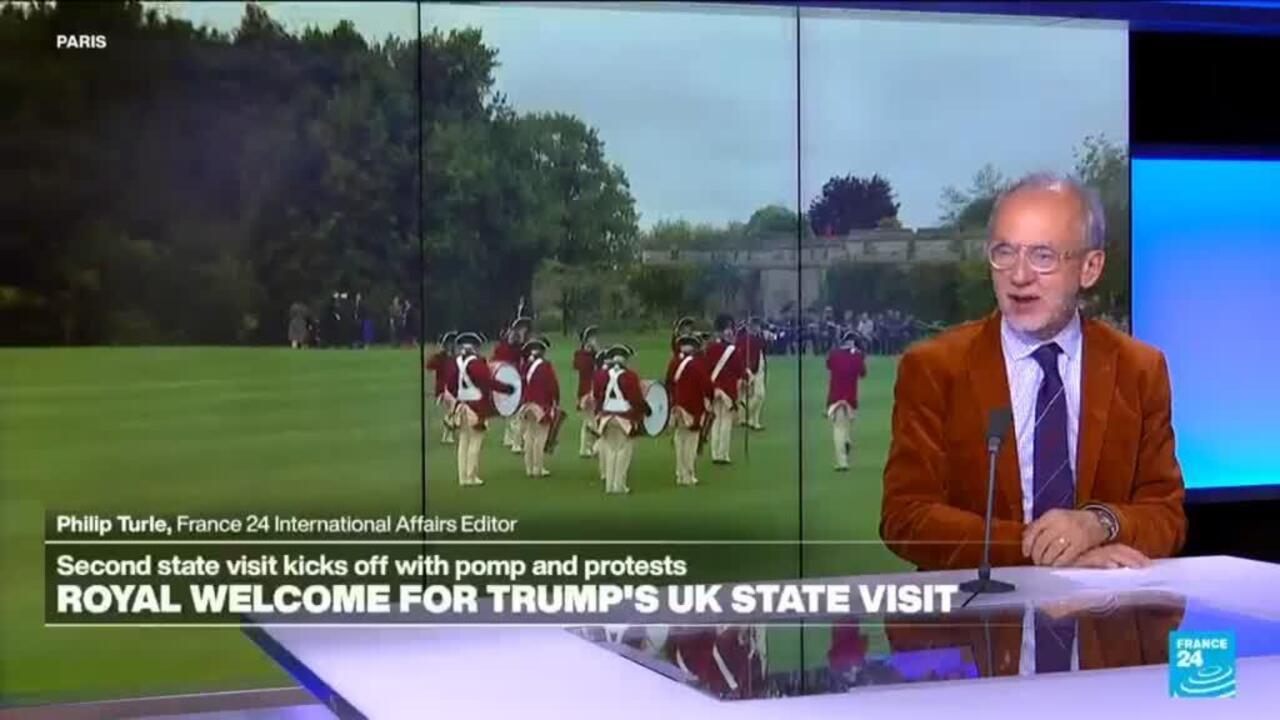 Royal welcome Trump's UK second state visit, but also protests