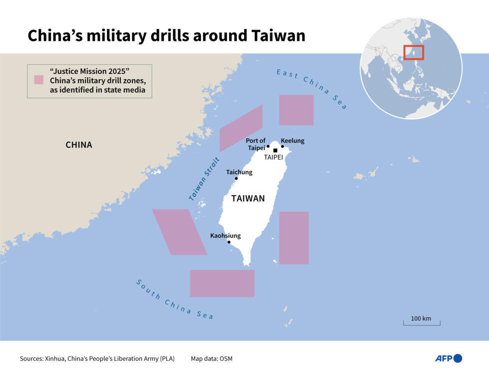 China's military drills around Taiwan.