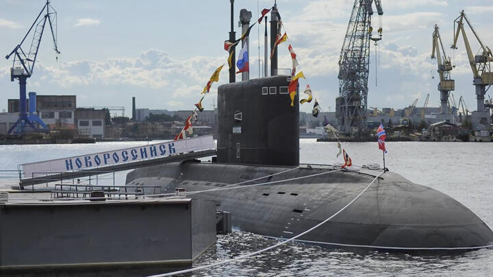 Russia’s Novorossiysk submarine, pictured in 2015, has reportedly experienced “serious technical problems” off Gibraltar’s coast and could be at risk of explosion.