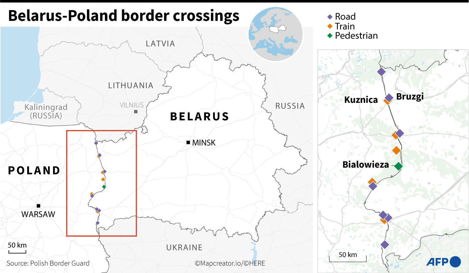 Belarus-Poland border crossings