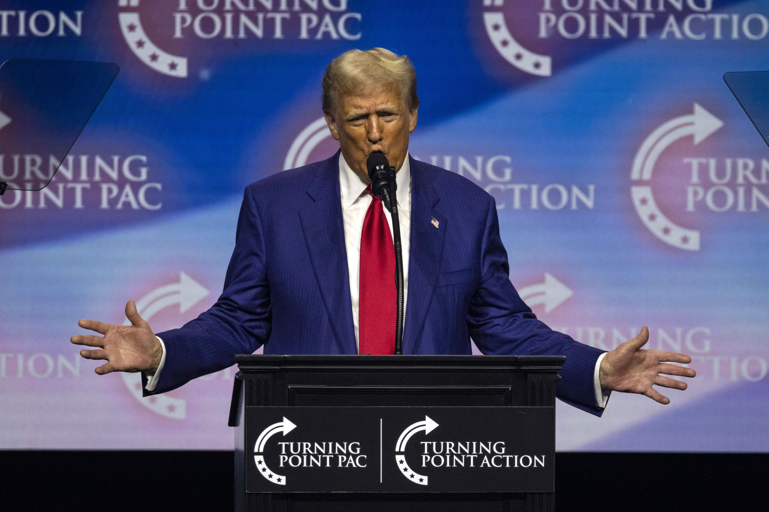 L'ancien président américain et candidat républicain à la présidentielle, Donald Trump, le 23 octobre 2024 à Duluth, en Géorgie.