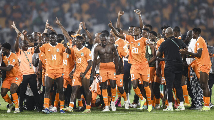 L'équipe de Côte d'Ivoire après sa victoire sur le Sénégal en huitièmes de finale de la CAN 2024.