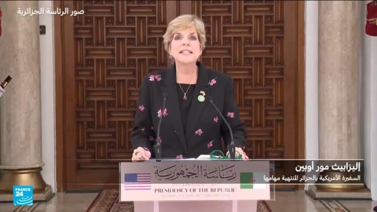 جانب من تصريحات السفيرة الأمريكية في الجزائر بعد لقائها بالرئيس تبون