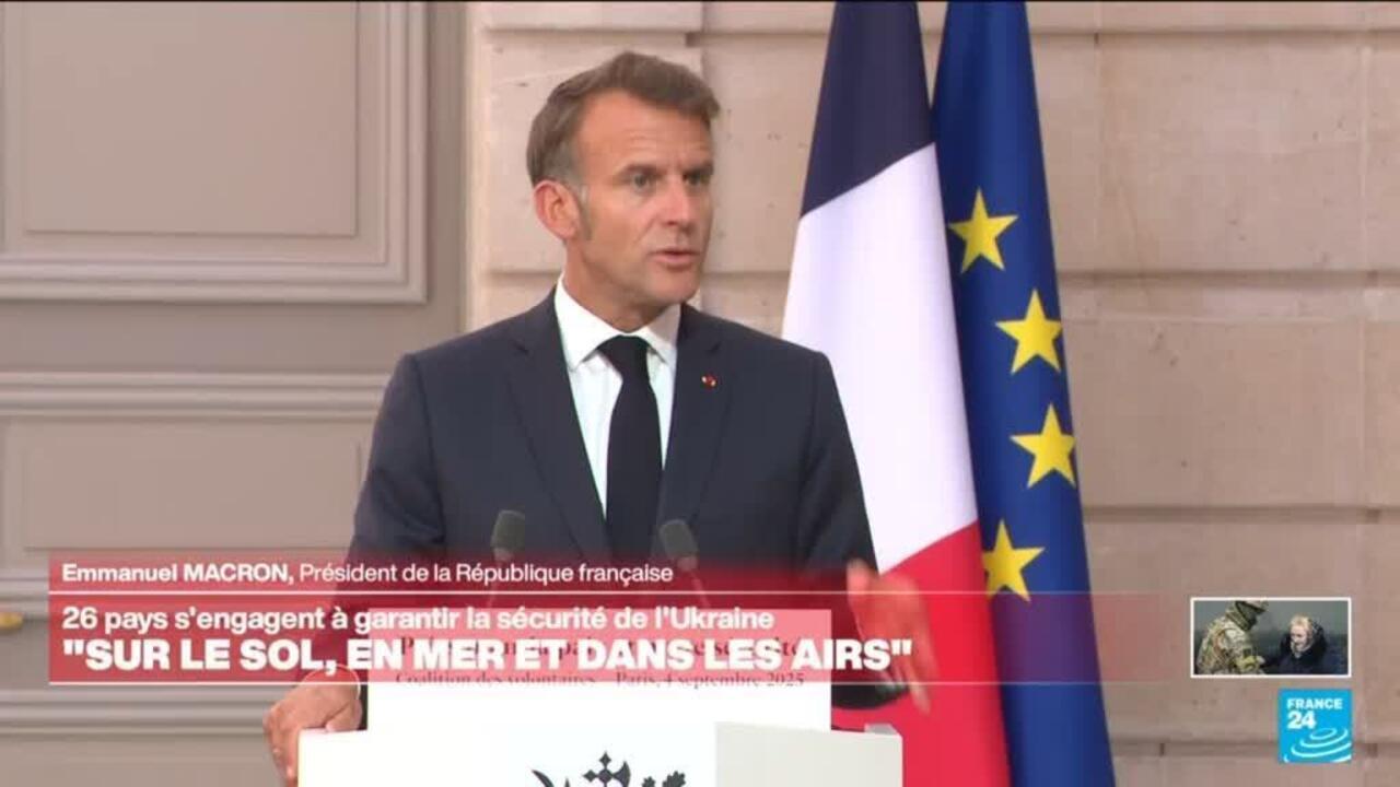 26 pays engagés à être présents "sur le sol, en mer ou dans les airs" dit Macron