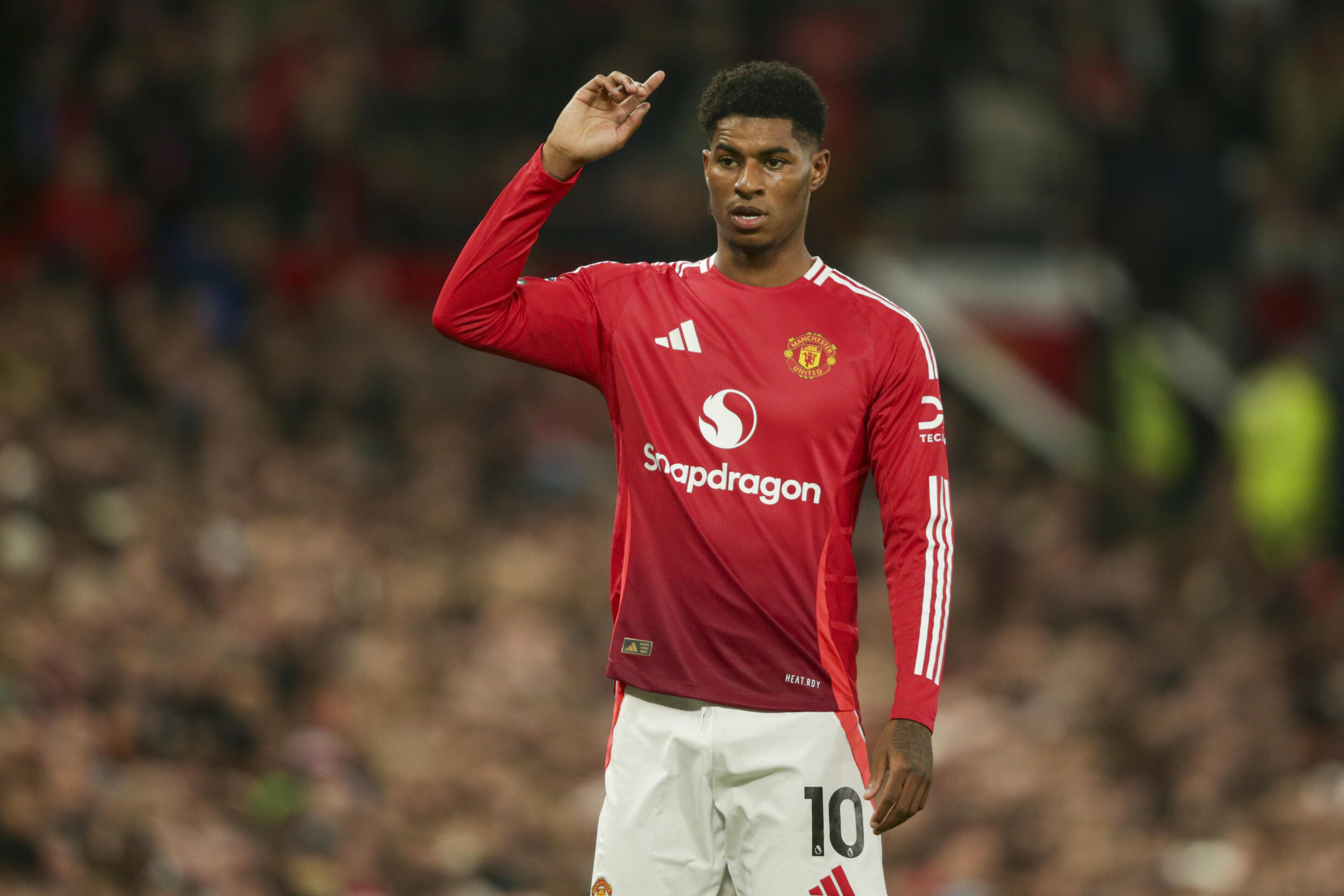 L'attaquant Marcus Rashford sur la pelouse d'Old Trafford lors d'un match contre Chelsea, le 3 novembre 2024.